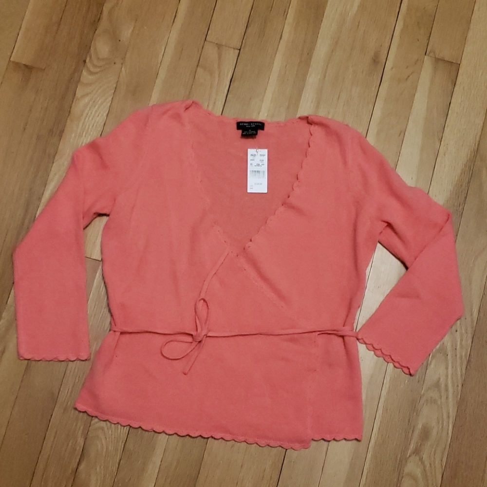 NWT Henri Bendel 3/4 sleeve cashmere wrap sweater